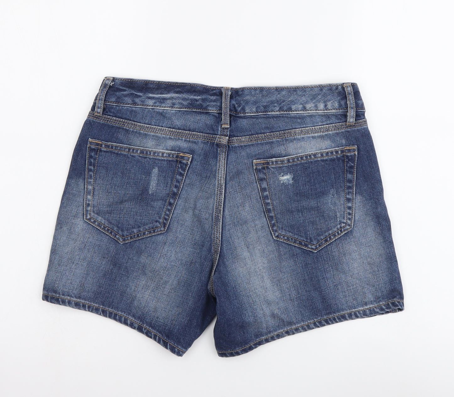 Gap Womens Blue Cotton Compression Shorts Size 4 L5 in Regular Button - Distressed Look