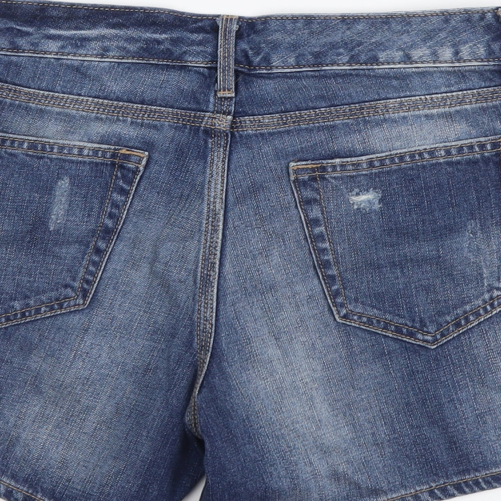 Gap Womens Blue Cotton Compression Shorts Size 4 L5 in Regular Button - Distressed Look