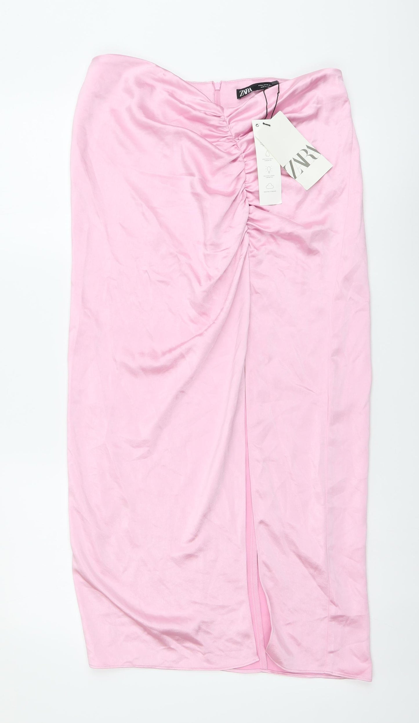 Zara Womens Pink Polyester Straight & Pencil Skirt Size M Zip