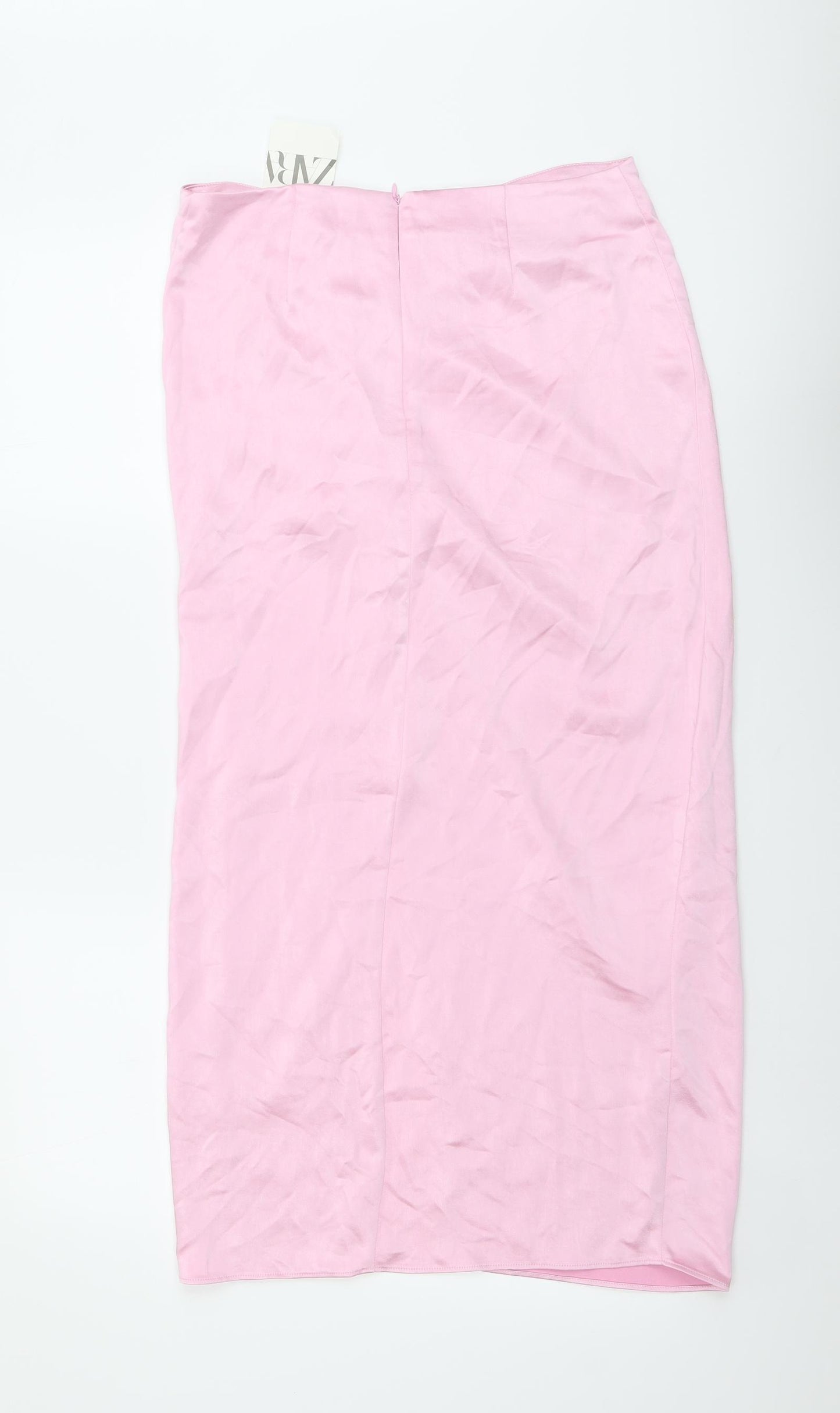 Zara Womens Pink Polyester Straight & Pencil Skirt Size M Zip