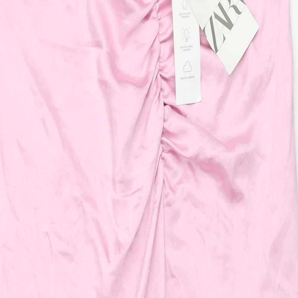 Zara Womens Pink Polyester Straight & Pencil Skirt Size M Zip