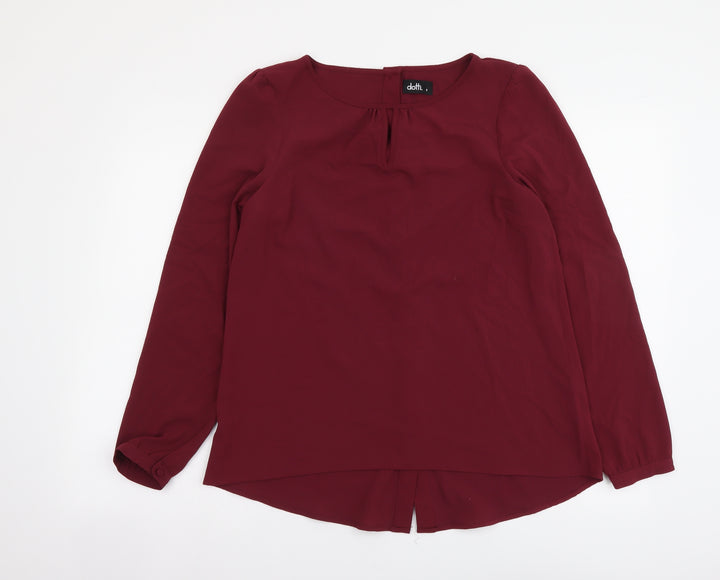 Dotti Womens Purple Polyester Basic Blouse Size 8 Boat Neck