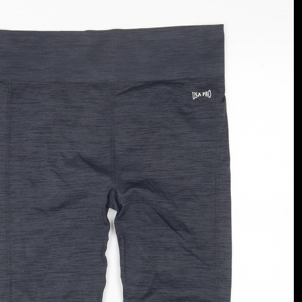 USA Pro Womens Grey Nylon Cropped Leggings Size 16 L20 in