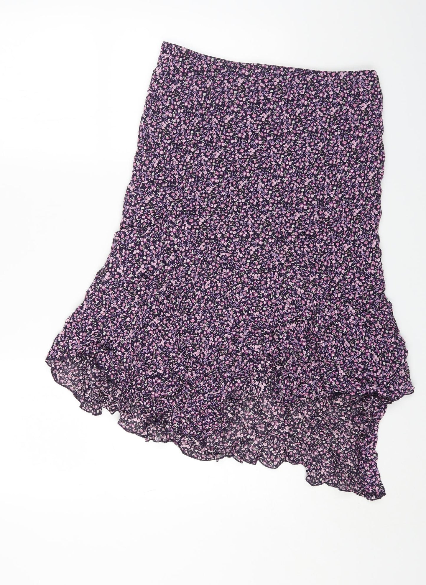 Per Una Womens Purple Floral Viscose A-Line Skirt Size 14