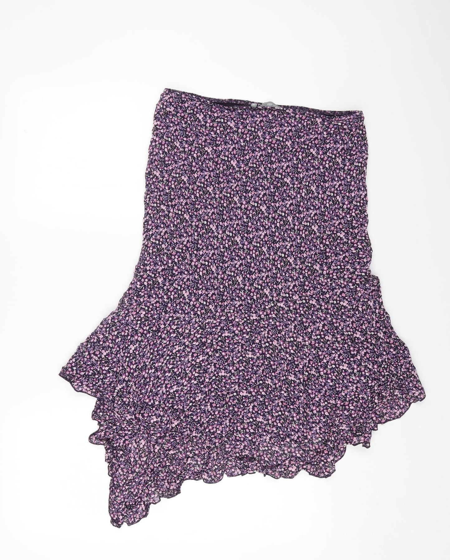 Per Una Womens Purple Floral Viscose A-Line Skirt Size 14