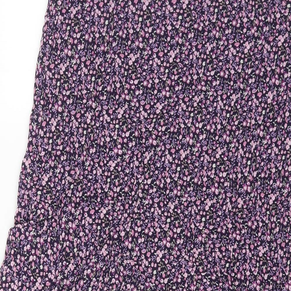 Per Una Womens Purple Floral Viscose A-Line Skirt Size 14