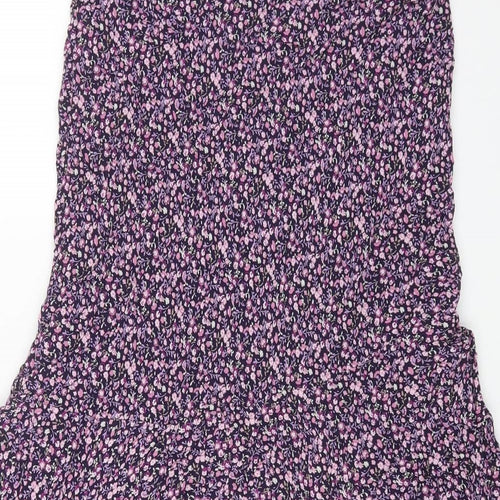 Per Una Womens Purple Floral Viscose A-Line Skirt Size 14