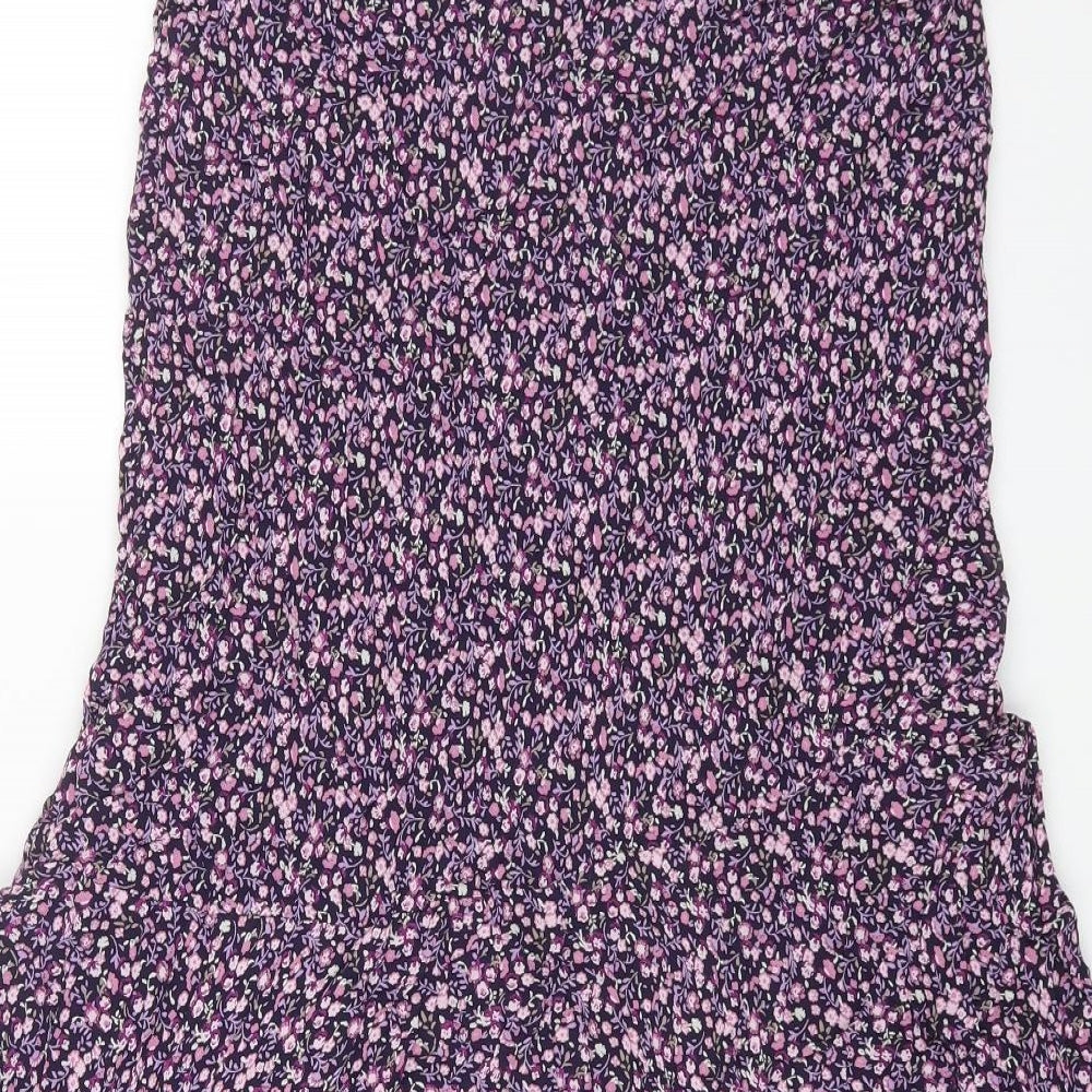 Per Una Womens Purple Floral Viscose A-Line Skirt Size 14