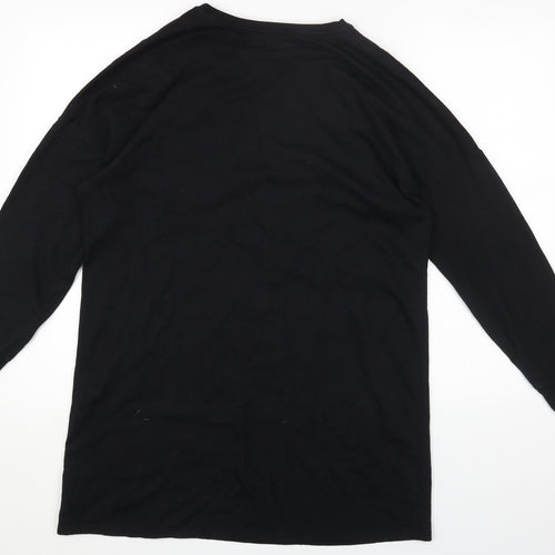 George Womens Black Round Neck Cotton Pullover Jumper Size 12