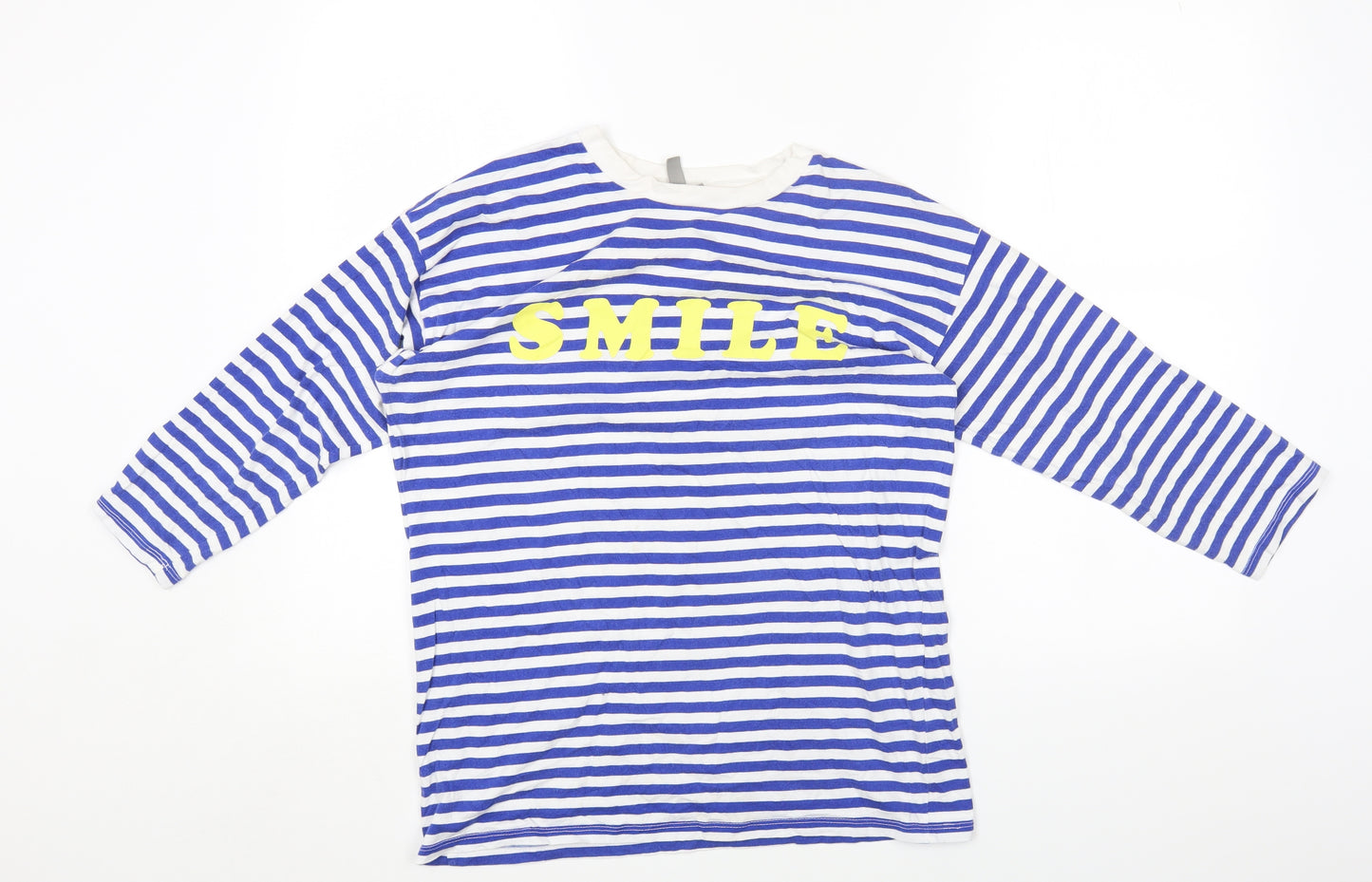 ASOS Womens Multicoloured Striped Cotton Basic T-Shirt Size 8 Round Neck