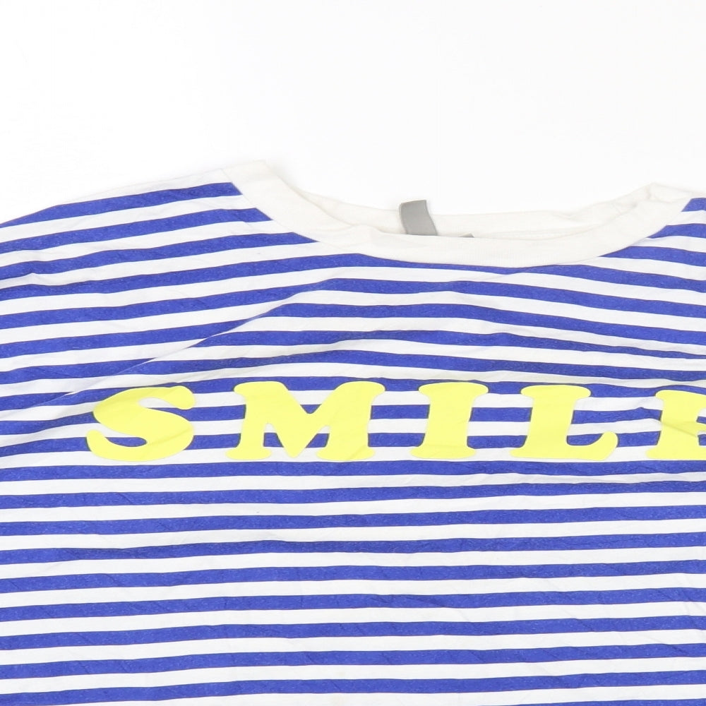 ASOS Womens Multicoloured Striped Cotton Basic T-Shirt Size 8 Round Neck