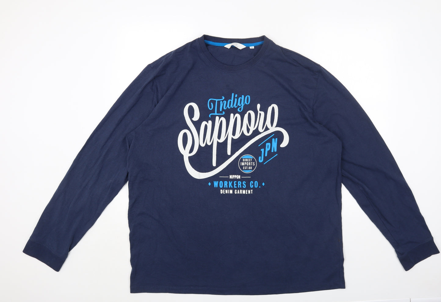 NEXT Mens Blue Cotton T-Shirt Size 3XL Round Neck