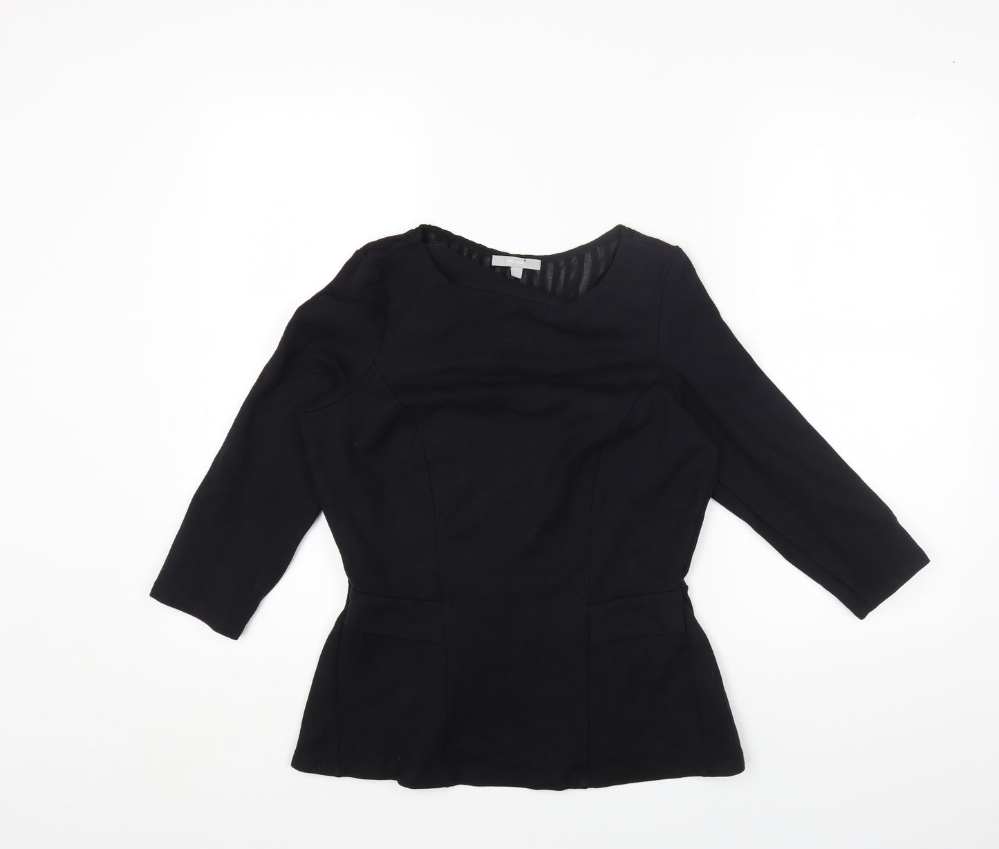 Per Una Womens Black Viscose Basic T-Shirt Size 12 Square Neck
