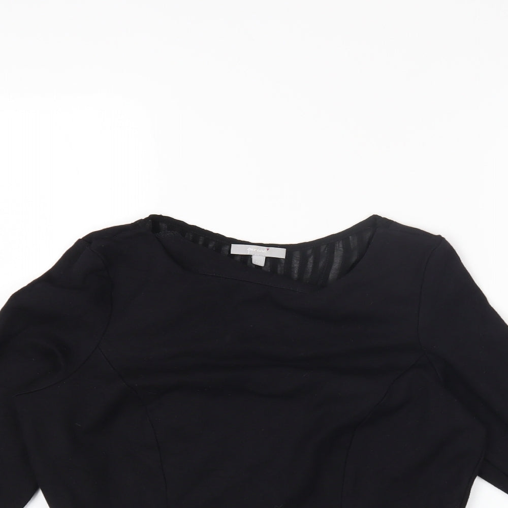 Per Una Womens Black Viscose Basic T-Shirt Size 12 Square Neck