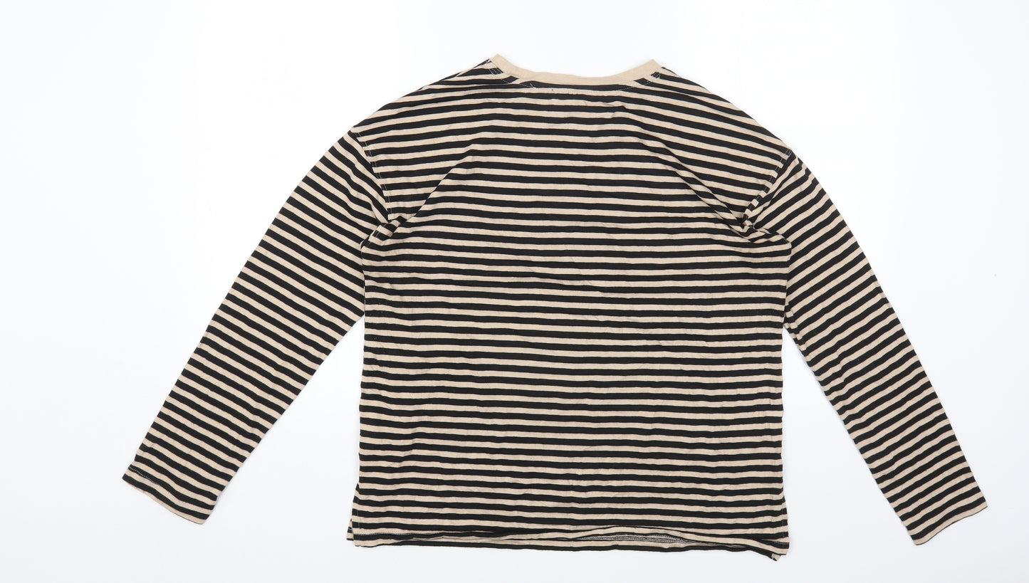 New Look Womens Multicoloured Striped Cotton Basic T-Shirt Size 18 Round Neck