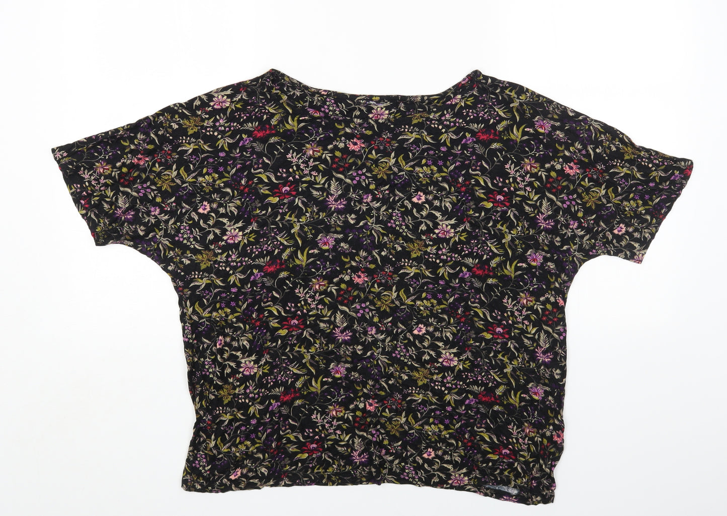 NEXT Womens Multicoloured Floral Viscose Basic T-Shirt Size 12 Round Neck