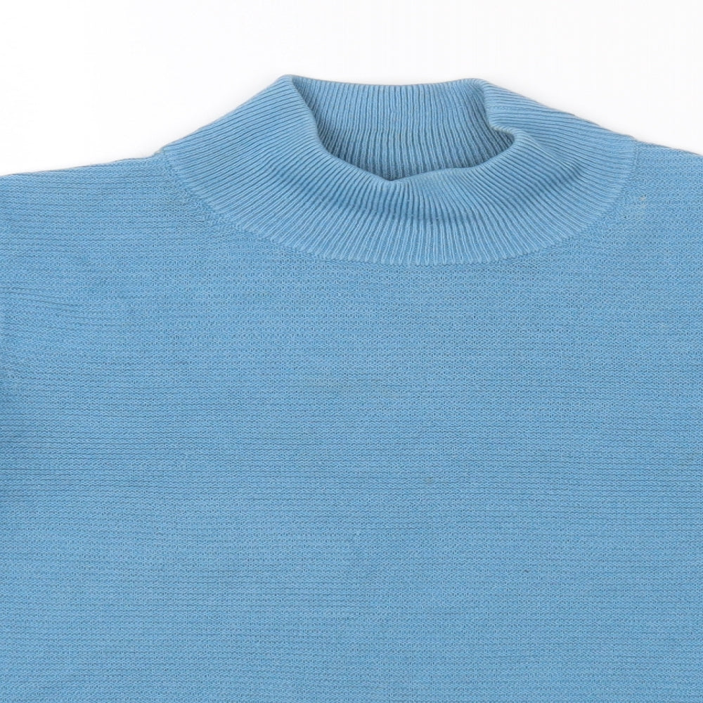Marks and Spencer Womens Blue High Neck Acrylic Pullover Jumper Size 14