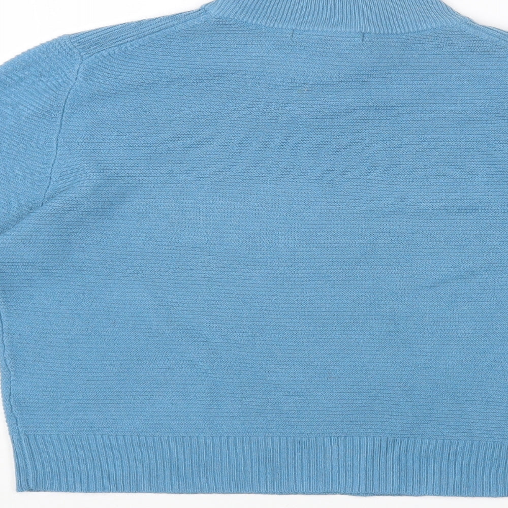 Marks and Spencer Womens Blue High Neck Acrylic Pullover Jumper Size 14