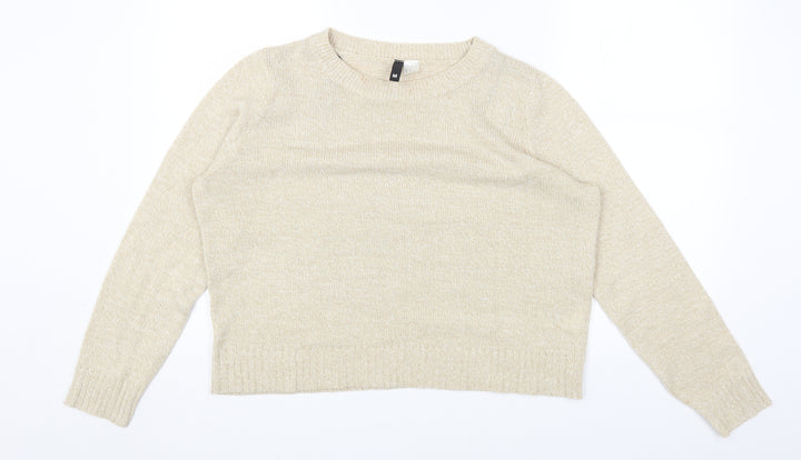 H&M Womens Beige Round Neck Acrylic Pullover Jumper Size M