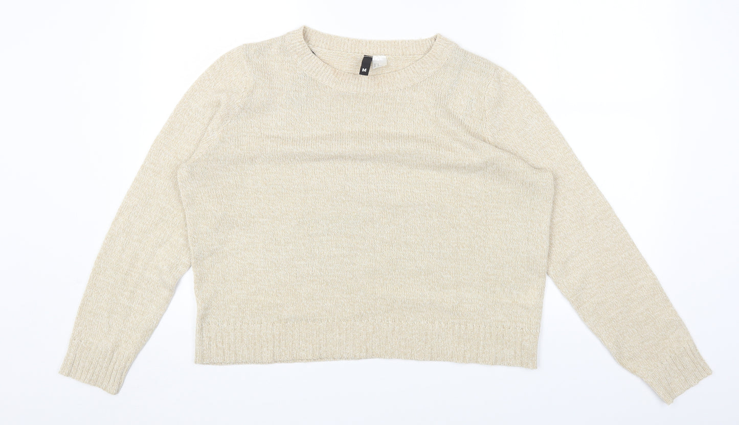 H&M Womens Beige Round Neck Acrylic Pullover Jumper Size M