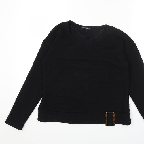 Cable & Gauge Womens Black Polyester Basic T-Shirt Size S Round Neck
