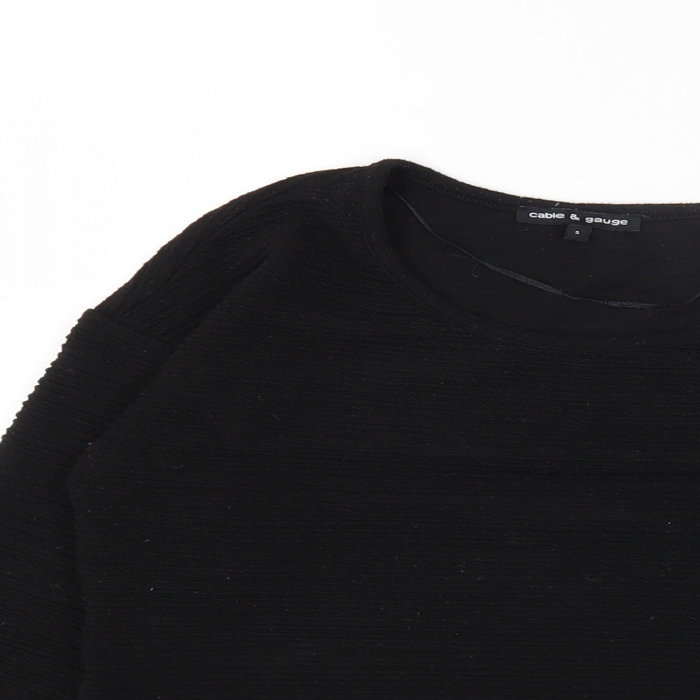 Cable & Gauge Womens Black Polyester Basic T-Shirt Size S Round Neck