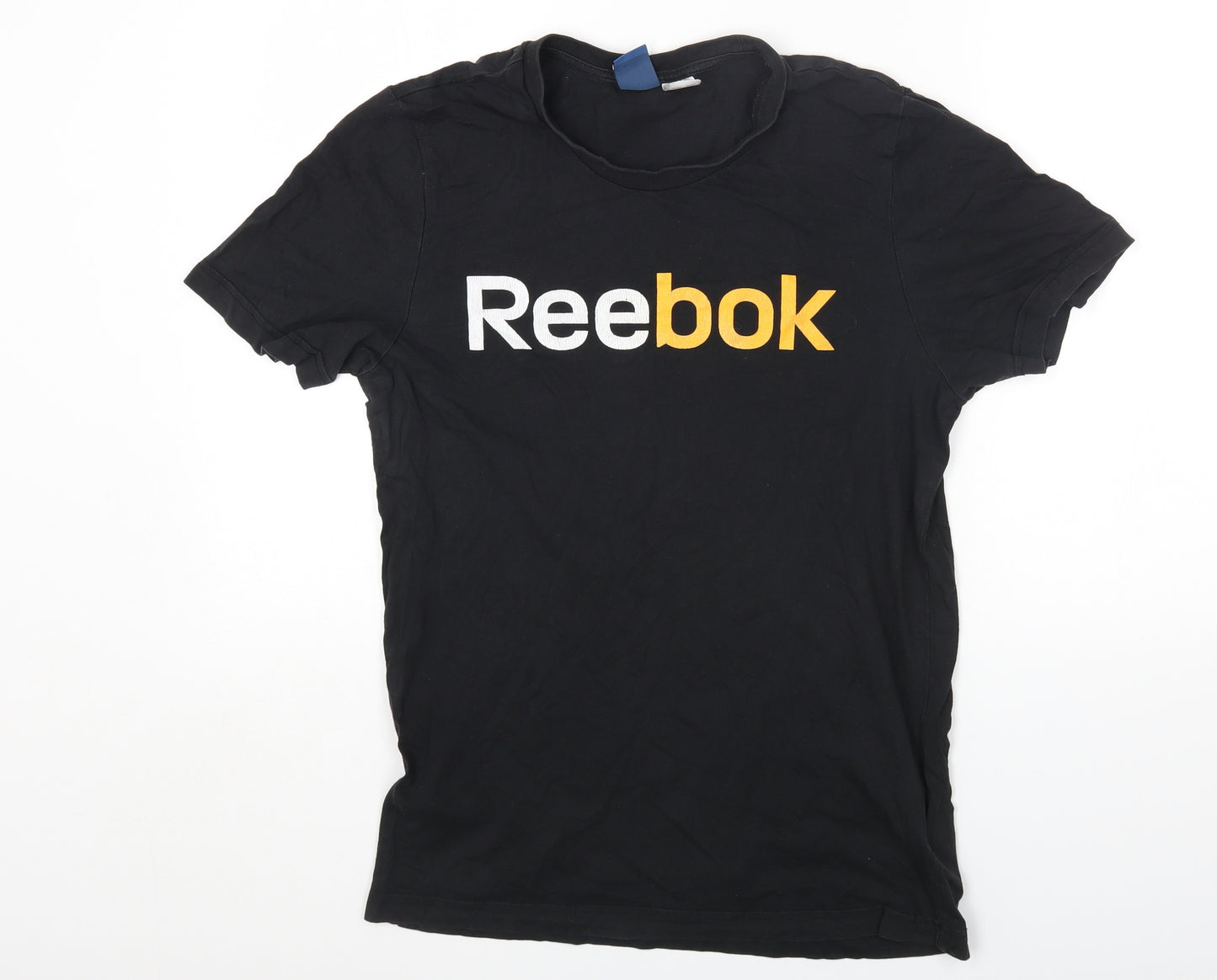 Reebok Mens Black Cotton T-Shirt Size M Round Neck