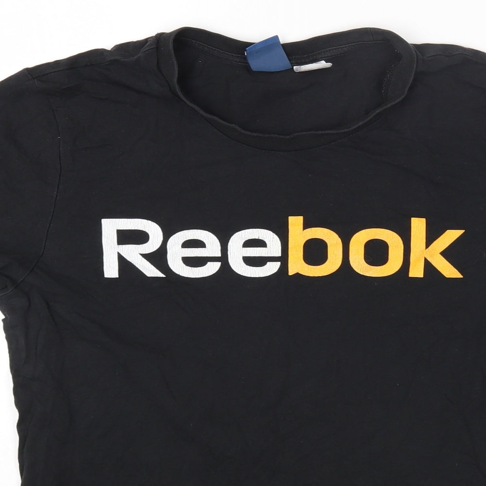Reebok Mens Black Cotton T-Shirt Size M Round Neck