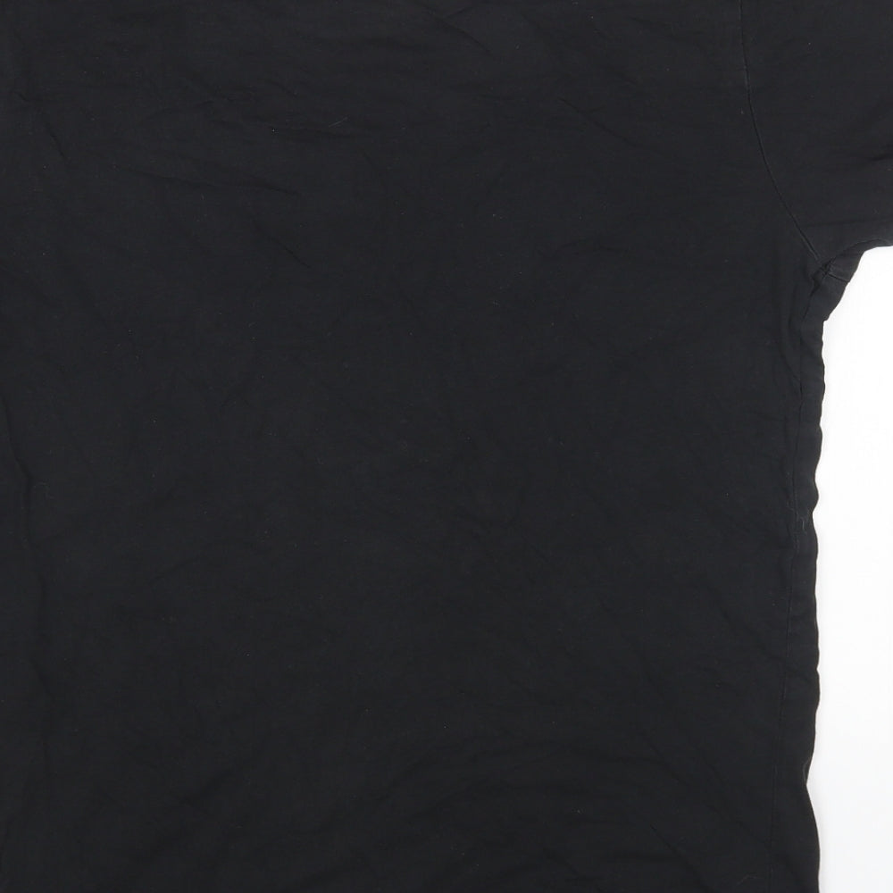 Reebok Mens Black Cotton T-Shirt Size M Round Neck