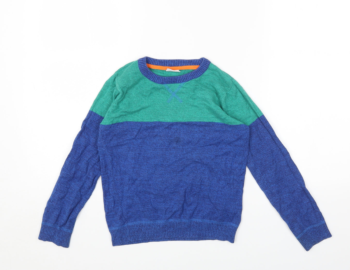 F&F Boys Multicoloured Round Neck Colourblock Cotton Pullover Jumper Size 6-7 Years Pullover
