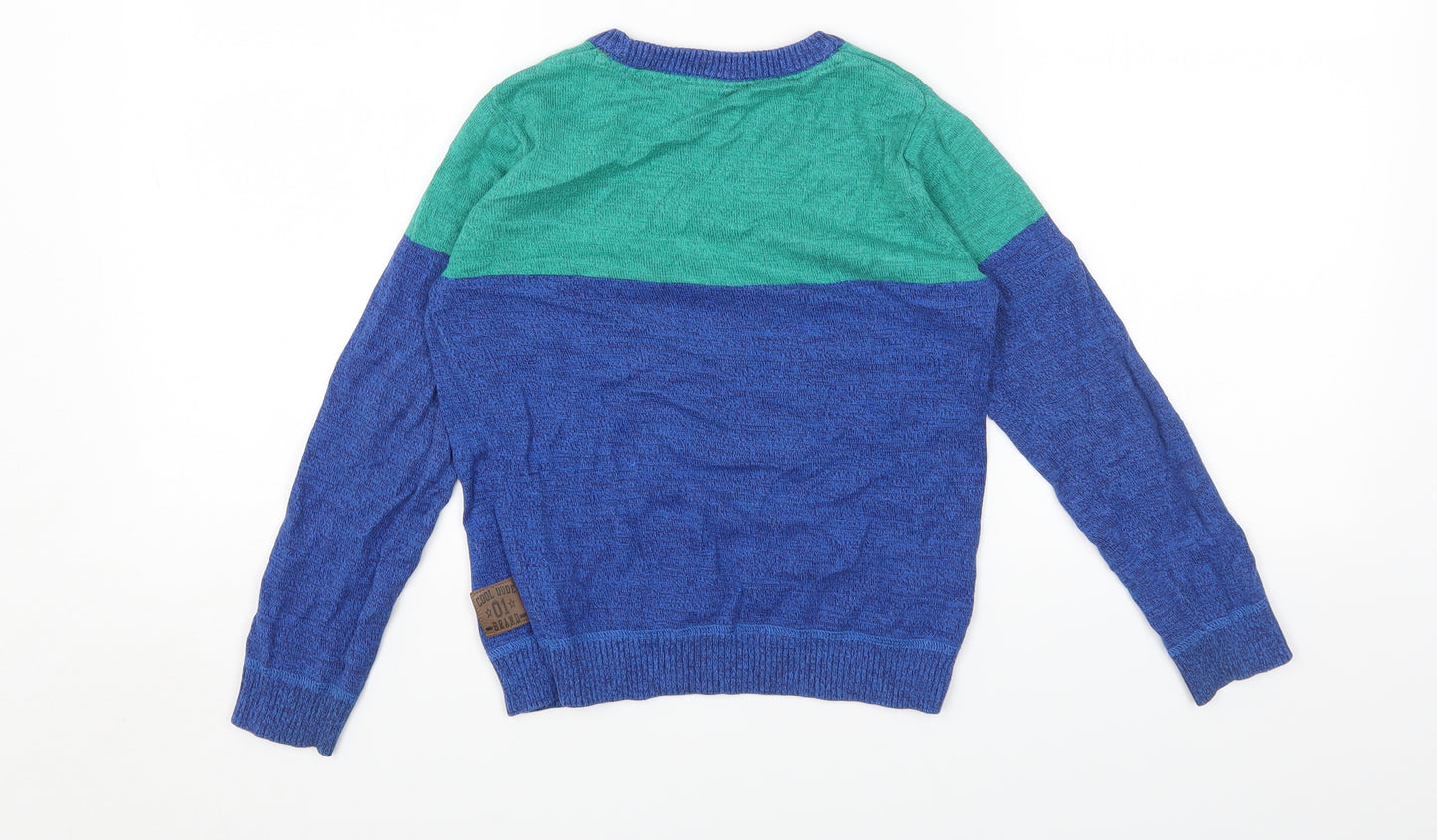 F&F Boys Multicoloured Round Neck Colourblock Cotton Pullover Jumper Size 6-7 Years Pullover