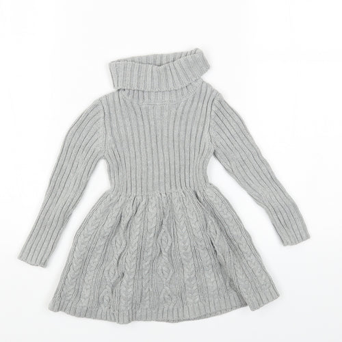 Rachel Zoe Girls Grey Acrylic Fit & Flare Size 9-12 Months Roll Neck Pullover