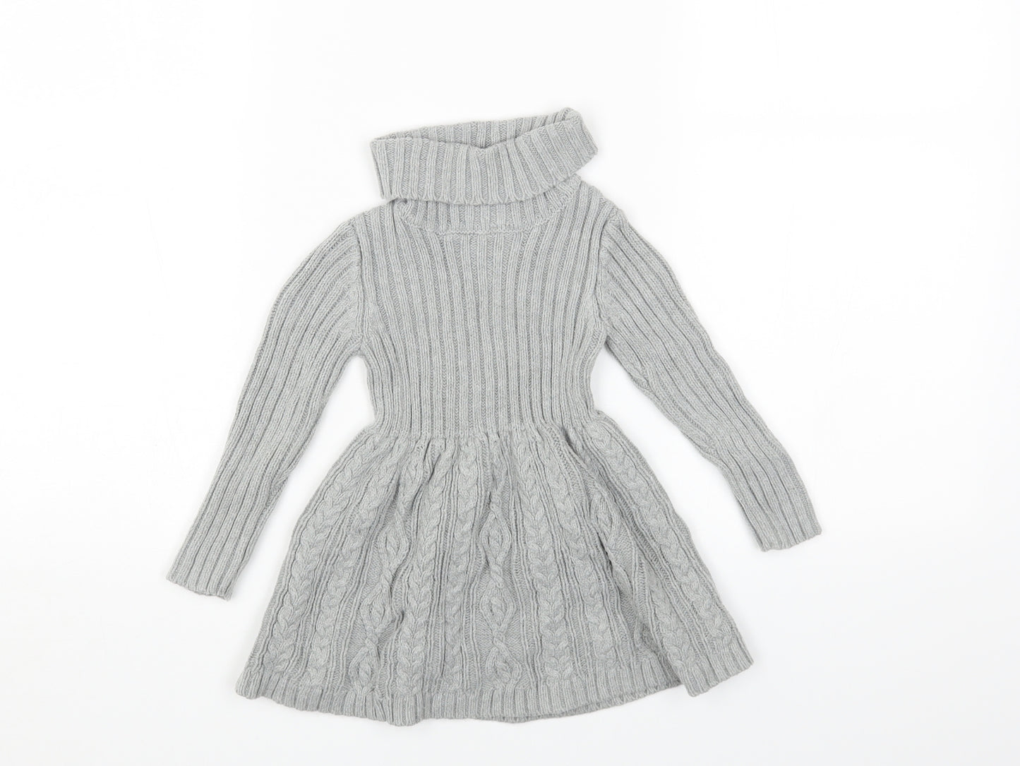 Rachel Zoe Girls Grey Acrylic Fit & Flare Size 9-12 Months Roll Neck Pullover