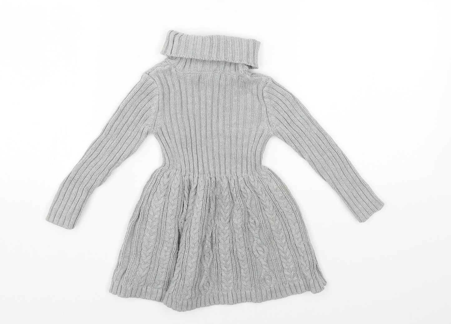Rachel Zoe Girls Grey Acrylic Fit & Flare Size 9-12 Months Roll Neck Pullover