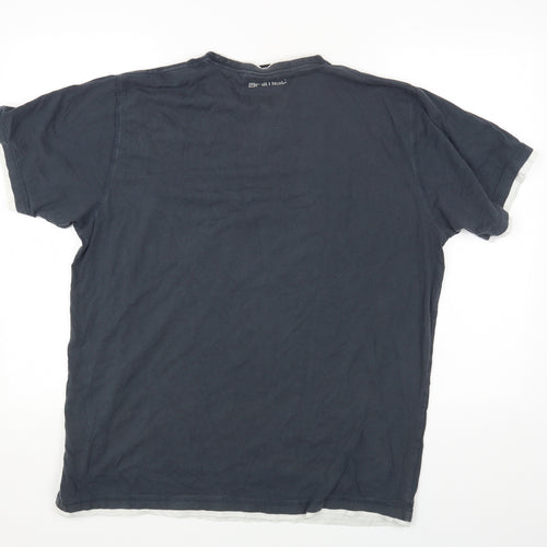 Animal Mens Grey Cotton T-Shirt Size XL Round Neck