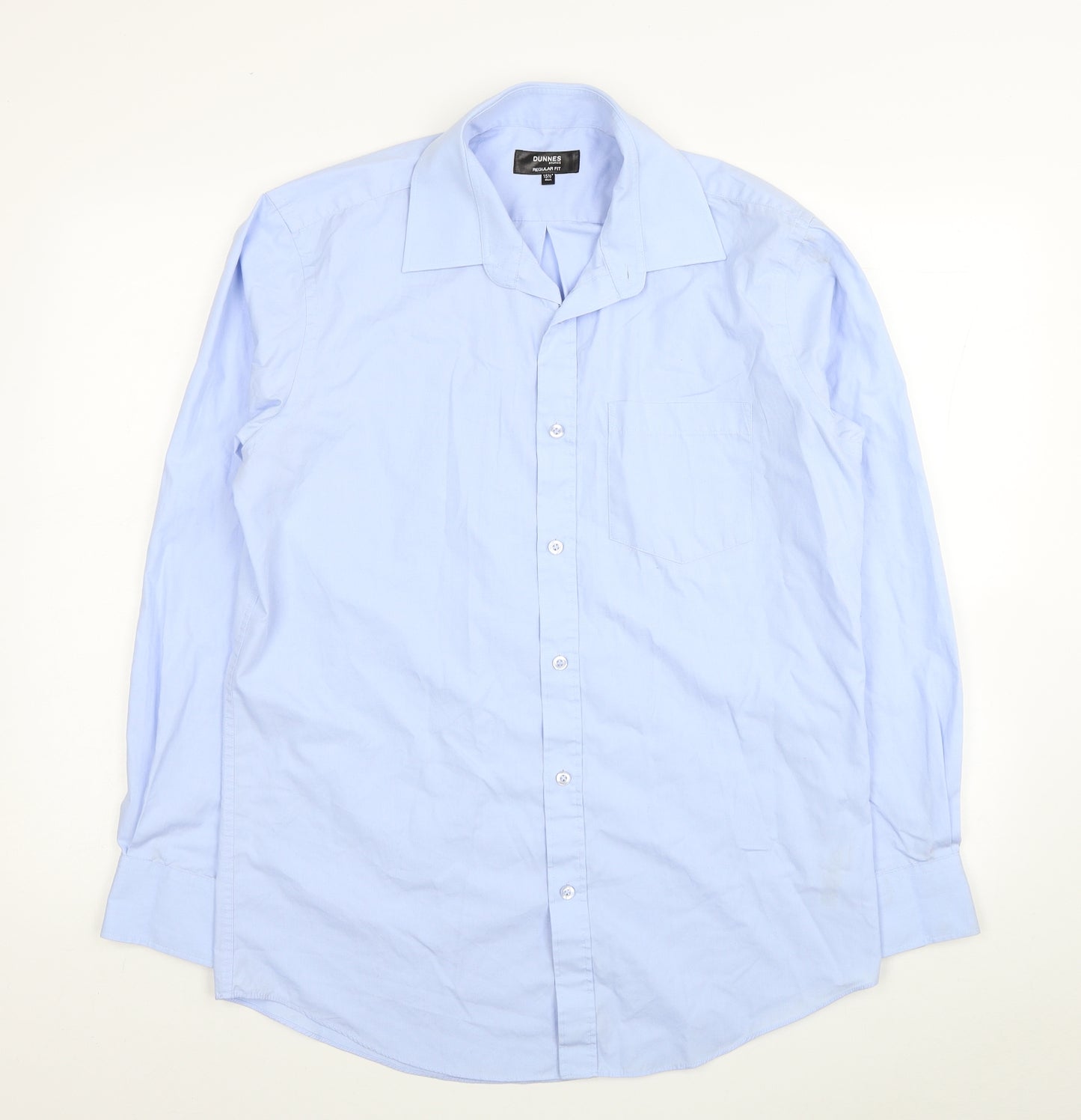 Dunnes Stores Mens Blue Cotton Dress Shirt Size 15.5 Collared Button