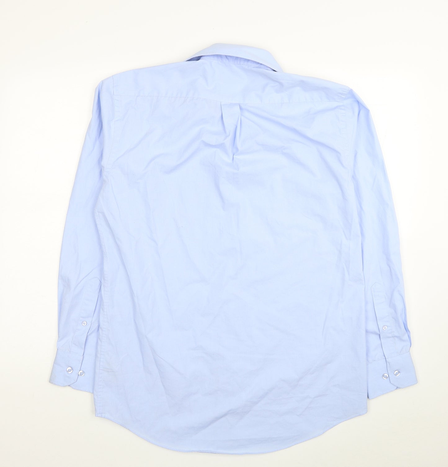 Dunnes Stores Mens Blue Cotton Dress Shirt Size 15.5 Collared Button