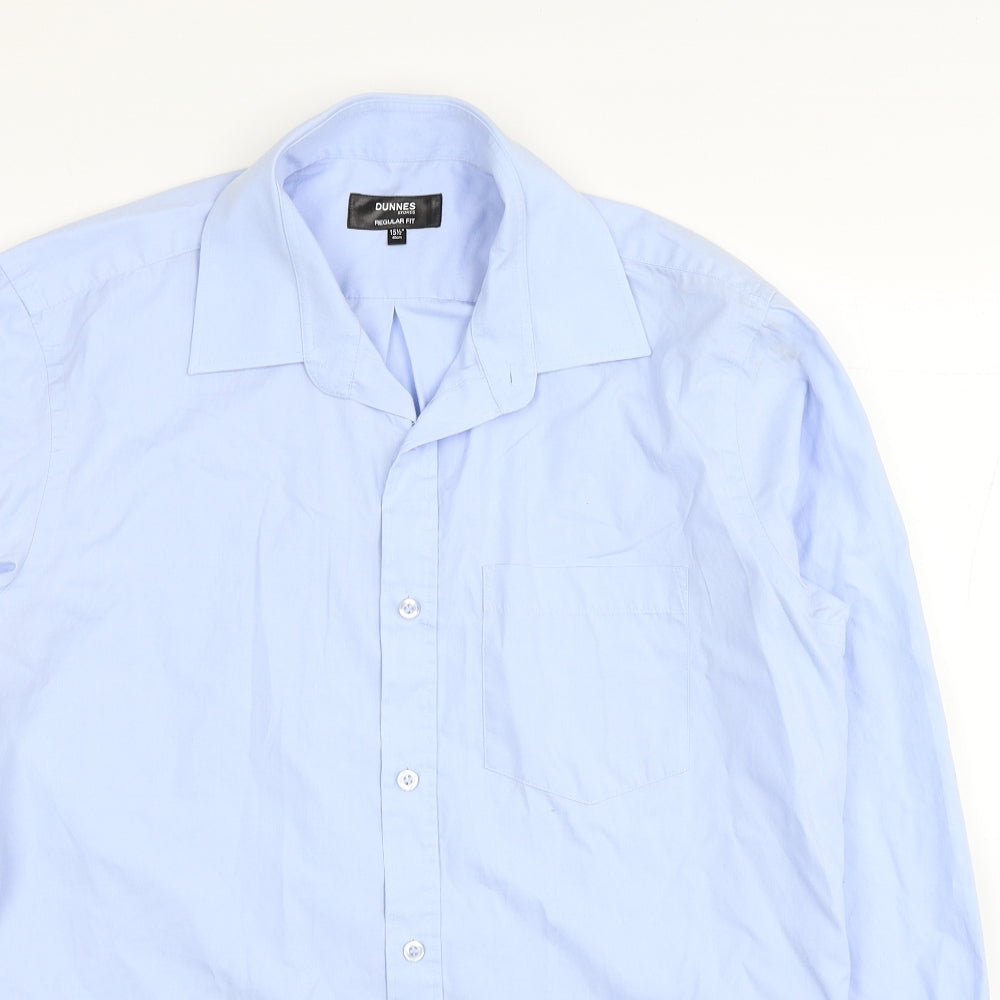 Dunnes Stores Mens Blue Cotton Dress Shirt Size 15.5 Collared Button