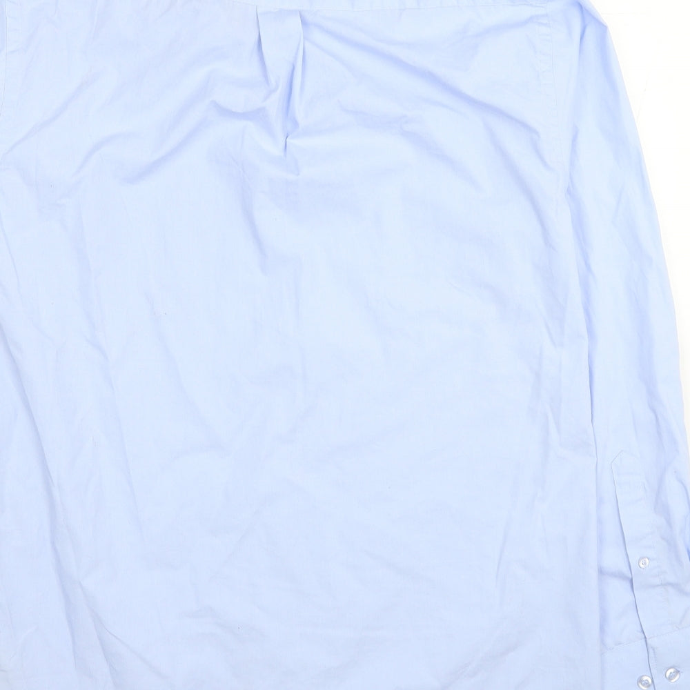 Dunnes Stores Mens Blue Cotton Dress Shirt Size 15.5 Collared Button
