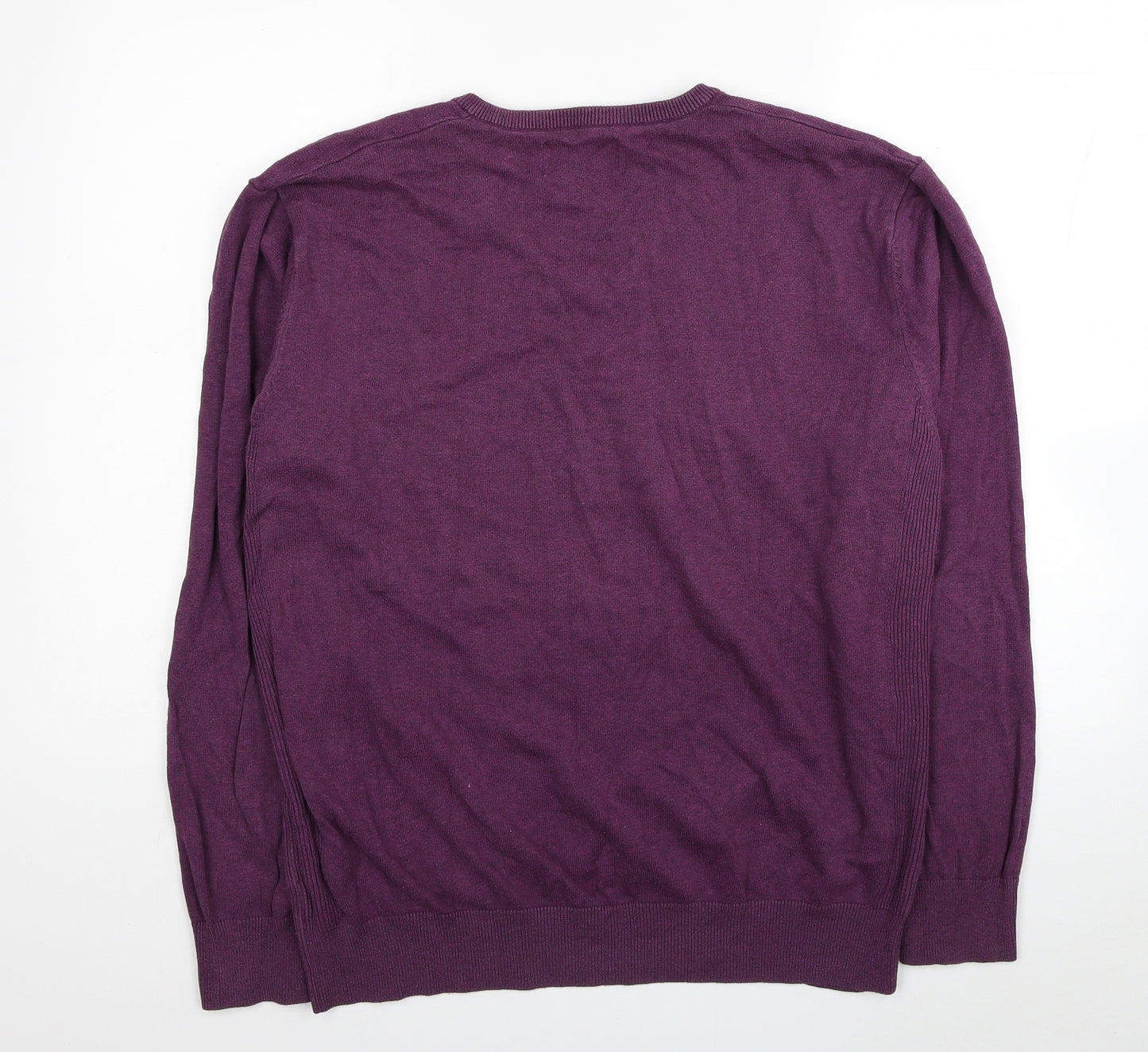 NEXT Mens Purple V-Neck Cotton Pullover Jumper Size XL