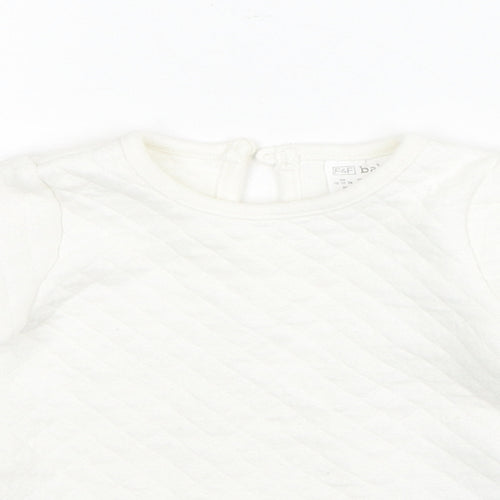 F&F Girls White Floral Cotton Pullover Jumper Size 0-3 Months Button - Lace Detail