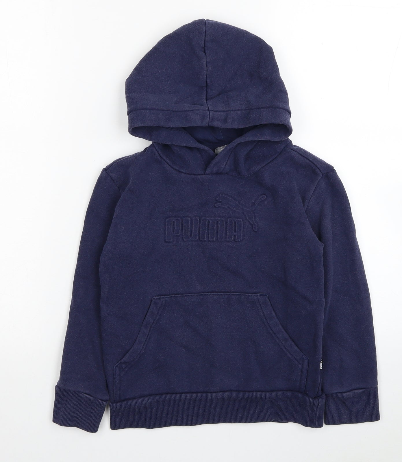 PUMA Boys Blue Cotton Pullover Hoodie Size 5-6 Years Pullover