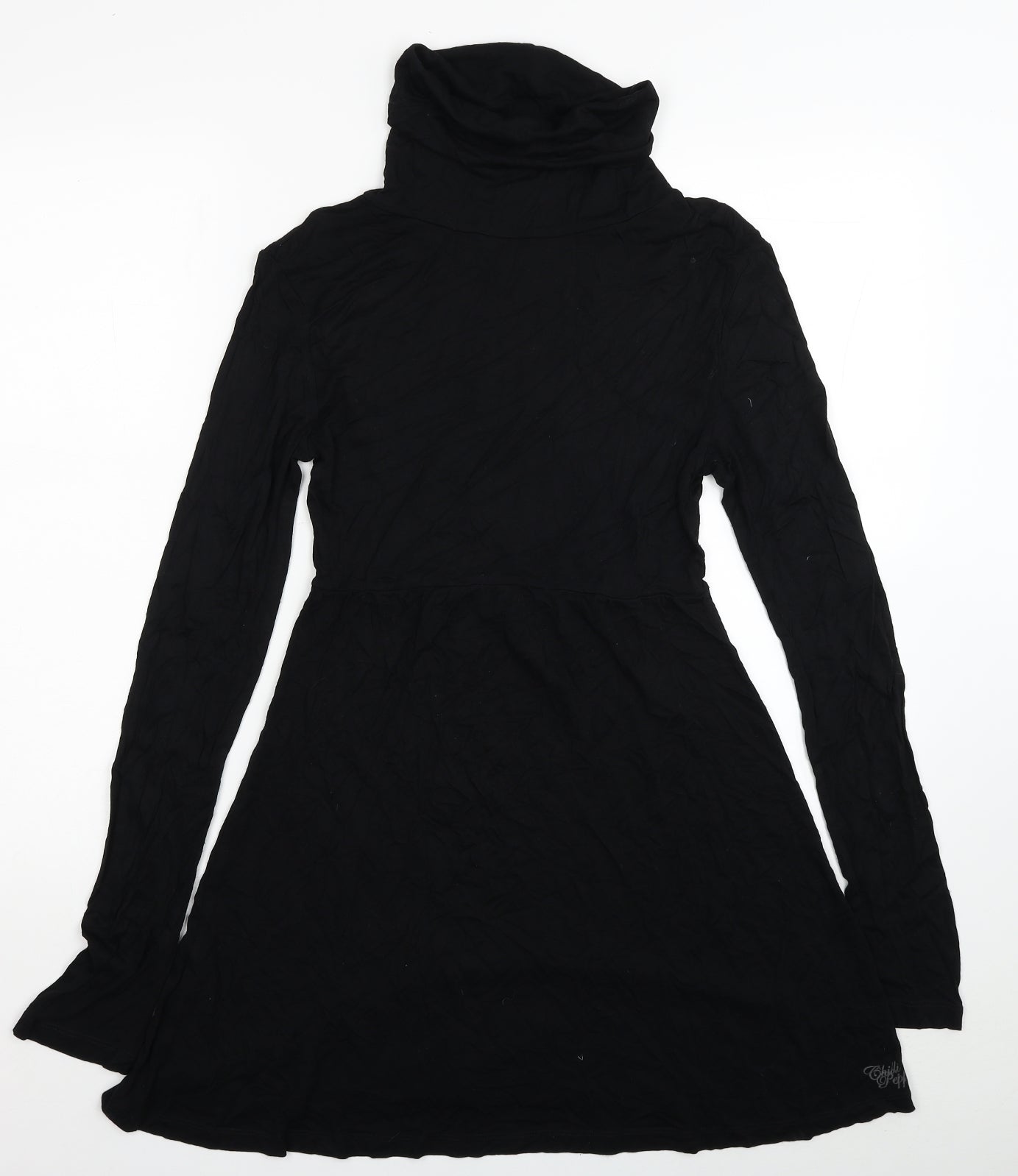 Chilli Pepper Womens Black Viscose Jumper Dress Size S Roll Neck Pullover