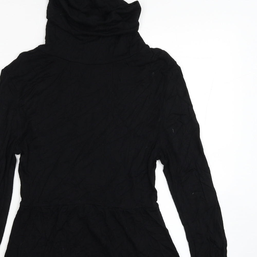 Chilli Pepper Womens Black Viscose Jumper Dress Size S Roll Neck Pullover