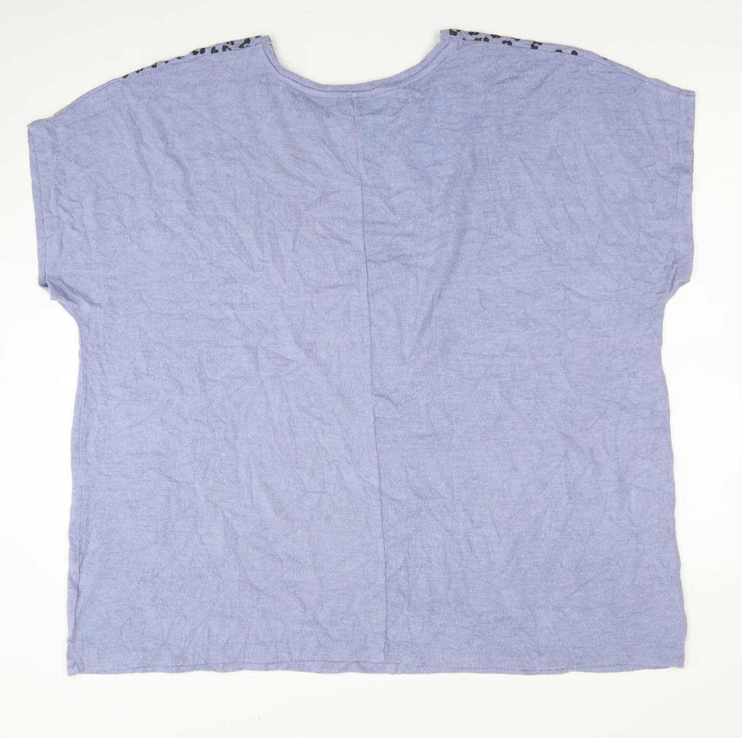 Papaya Womens Blue Animal Print Viscose Basic T-Shirt Size 26 Round Neck - Leopard Print Hearts