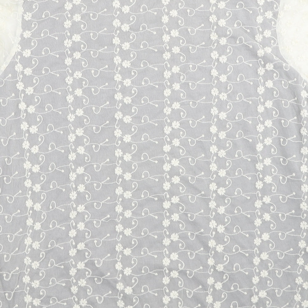 NEXT Womens Grey Round Neck Floral Cotton Pullover Jumper Size 16