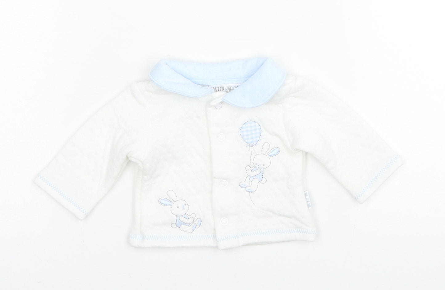 Watch Me Grow Girls White Polyester Cardigan Jumper Size 0-3 Months Button - Bunny Rabbit