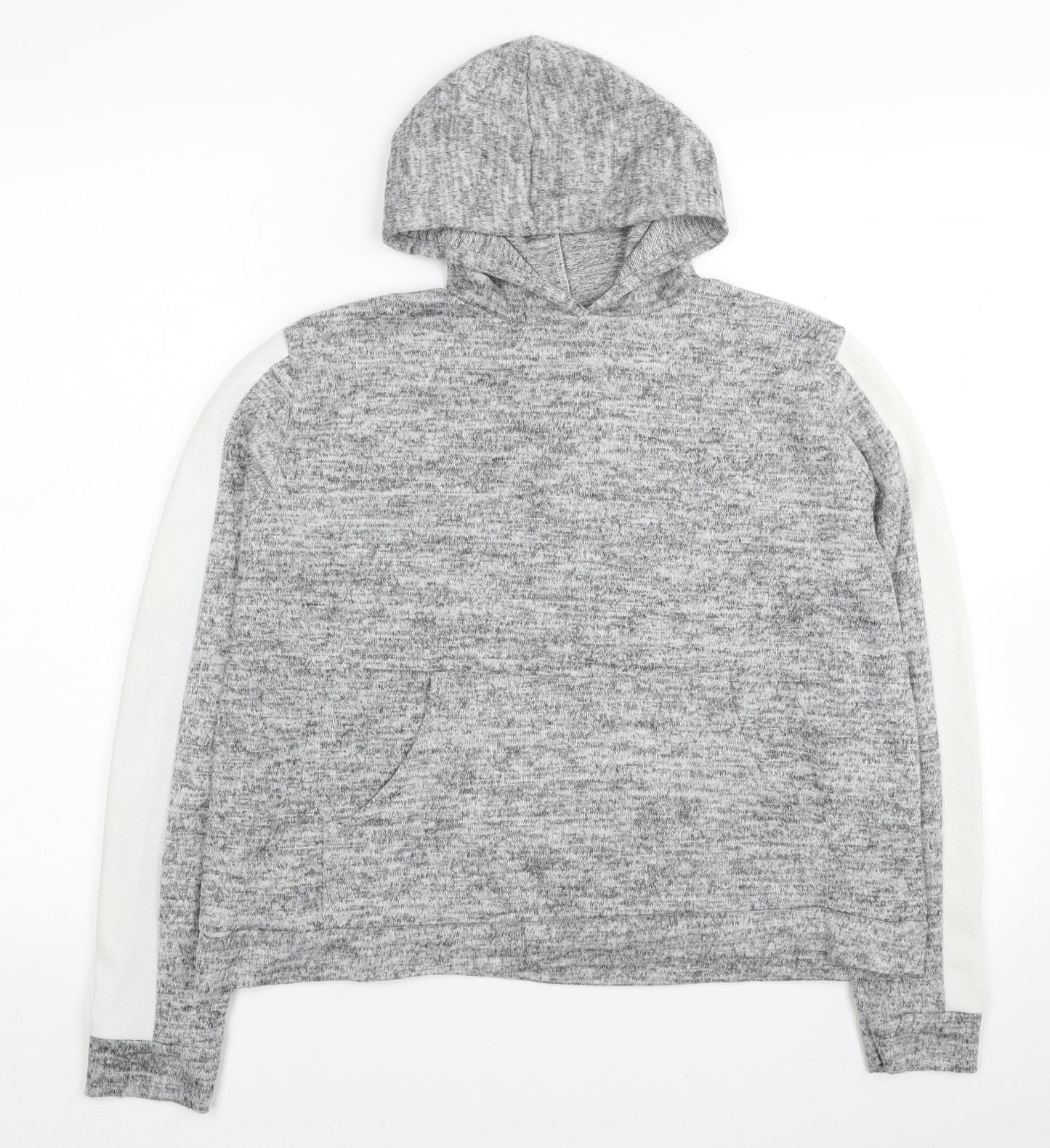 Boohoo Womens Grey Colourblock Polyester Pullover Hoodie Size 16 Pullover