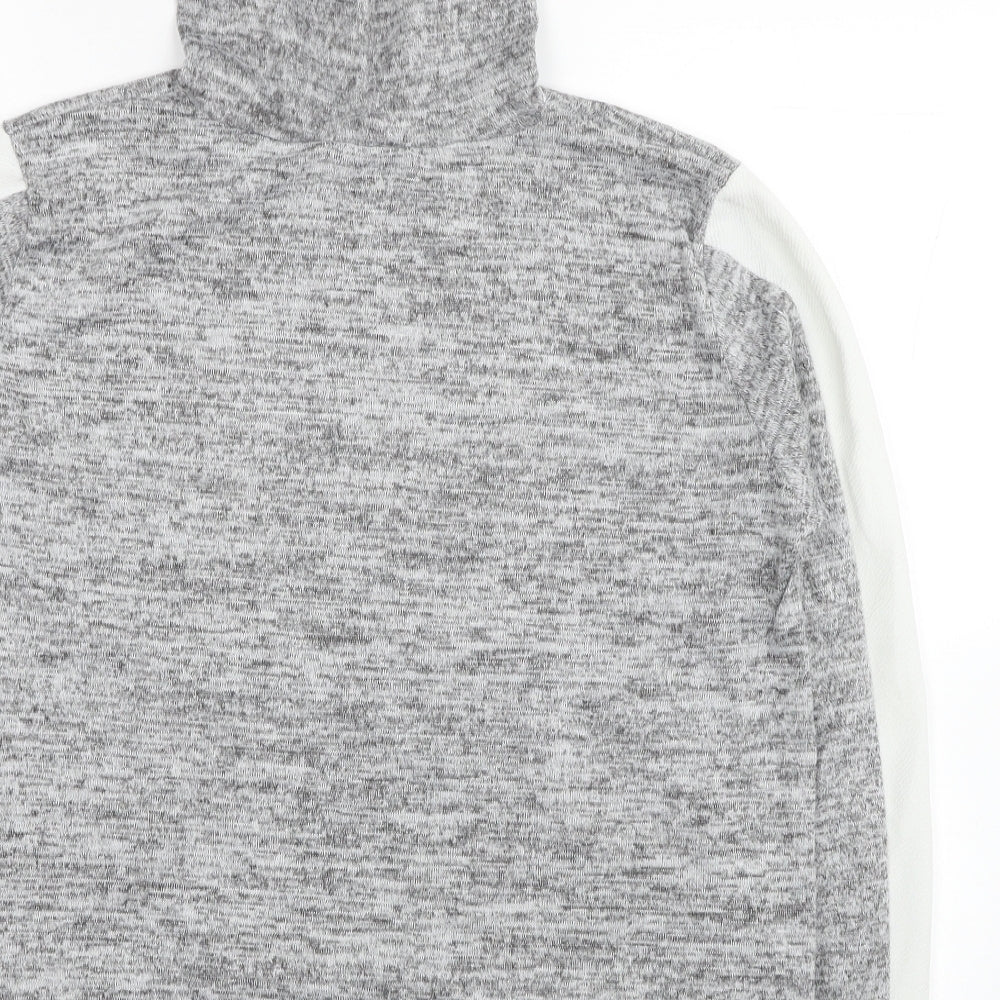 Boohoo Womens Grey Colourblock Polyester Pullover Hoodie Size 16 Pullover