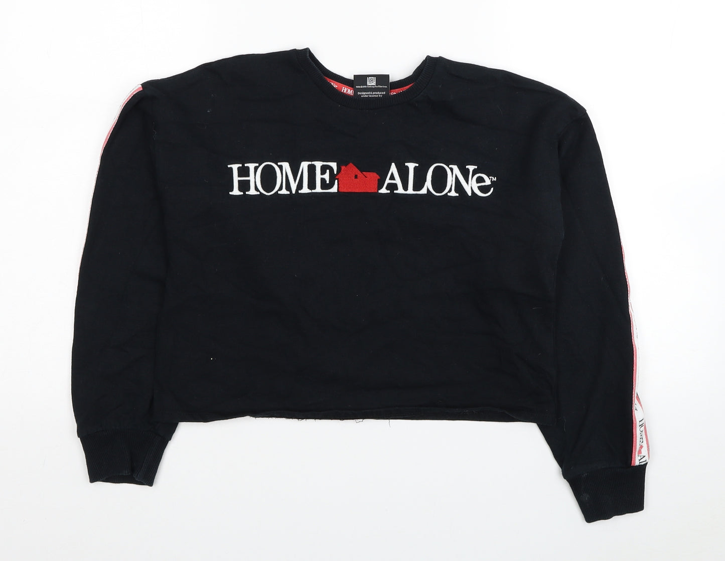 Home Alone Girls Black Cotton Pullover Sweatshirt Size 10-11 Years Pullover - Cropped